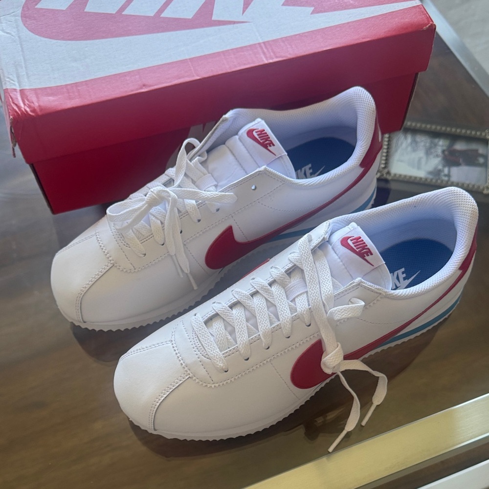 Nike Men's White and Red Cortez Sneakers
